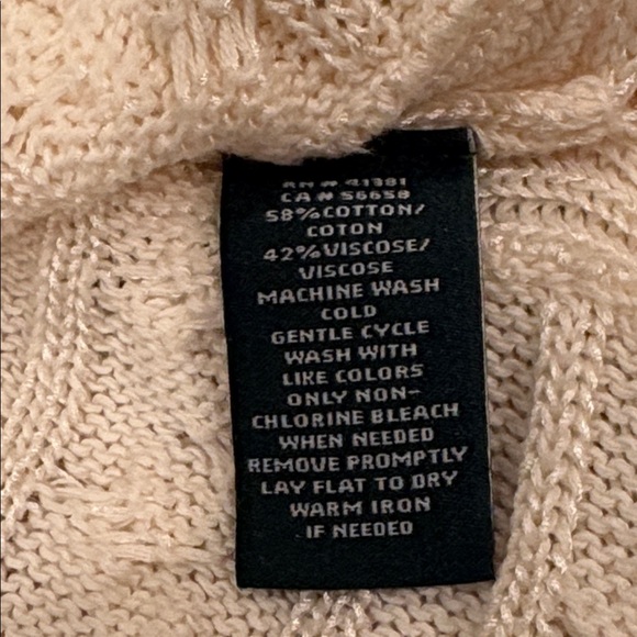 NWOT Ralph Lauren Classic Cream Cable Knit Sweater, 
Cotton Blend, Washable, M - Picture 5 of 8